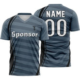 Custom Grey Stripes Team Soccer Jersey